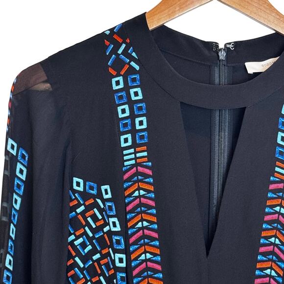 BCBGMAXAZRIA Runway y2k Kaselle Dress Women’s 2Embroidered Geometric Boho - Picture 4 of 16